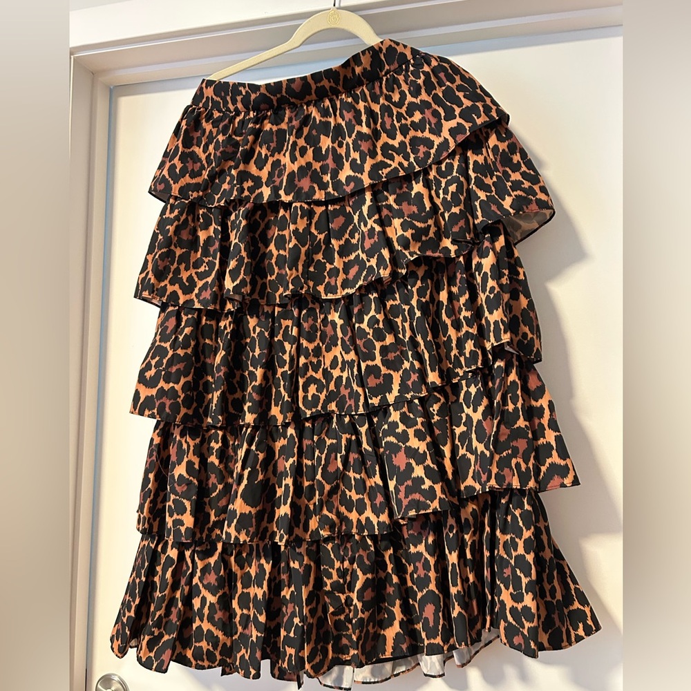 NWT JCrew Leopard Print Tiered Skirt Size 8